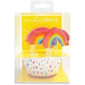 ScrapCooking Baking Cups & Toppers Regenboog set/24