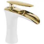 Mexen Lyra wastafelkraan, wit/goud - 745300-25