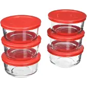 Pyrex 6-delige glazen voedselbewaarset met deksels (12-delig)