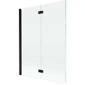 Mexen Mist badwand 2-vleugelig links 130 x 150 , transparant, zwart - 8A9-130-002-70-00-L