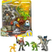 Mattel Imaginext Jurassic World Dinosaur Toys Track & Trail Dino Pack speelset met Owen Grady en Blue The Raptor voor kinderen vanaf 3 jaar