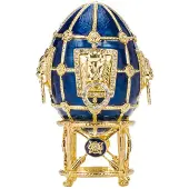 Danila-Souvenirs Faberge-stijl ei juwelendoos juwelenkistje met leeuwen 11 cm blaw