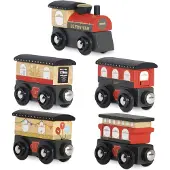 Le Toy Van Houten trein - - Koninklijke Express trein - Rood - 3 magnetische wagons - Rubberhout