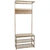 MCW Bamboe kapstok -N82, kapstok schoenenrek bank schoenenbank, kapstokhaken MVG 170x70x31cm