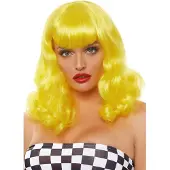 Leg avenue 16 Retro pony krullende bob pruik. Gele kleur.