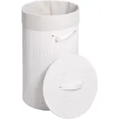 MCW Wasmand MCW-C21, wasmand, wasbak, wasbakje, wasbakje, wasbakje, bamboe, rond, 59 x 35 cm, 50 l ~ wit