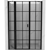 Mexen Mist douchedeur scharnierend links 145 , zwart raster, zwart - 8A4-145-001-70-77-L
