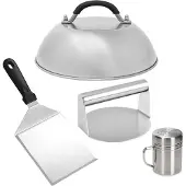 Jojomino BBQ-gereedschapsset, burgercrusherset, potdeksel, spatel, smaakfles