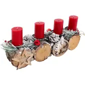 MCW Adventsstuk -M14 met kandelaar, adventskrans Kerststuk hout MVG 12x41x12cm ~ met kaarsen