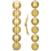 Springos Kerstballen | 6 Stuks | 15 cm | Goud