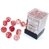 Chessex Nebula Red/silver Luminary D6 12mm Dobbelsteen Set (36 stuks)