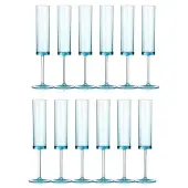 Torribaly Champagneglazen, vierkante glazen, herbruikbare coupes, 12 stuks, blauw