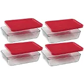 Pyrex 3-kops rechthoekige voedselcontainer (verpakking van 4 containers)