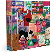 Piece & Love eeBoo : Huisdieren in de Keuken - 1000 Stukjes Puzzel - Volwassen Vierkante Jigsaw, 23x23