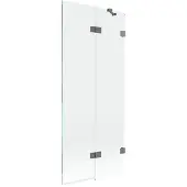 Mexen Lunar rechte 2-delige badkamerscheidingswand 80 x 150 , transparant, kanonmetaal - 897-080-100-95-00-P