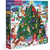 Piece & Love eeBoo : Kerstliedjes - 1000 Stukjes Puzzel - 23" Vierkant Volwassen Legpuzzel, Bex Parkin's Feestelijke Boom