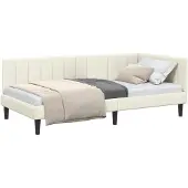vidaXL Hoek Bed Frame met hoofdeinde Crème 100 cm x 200 cm Fluweel