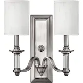 HINKLEY LED Wandlamp Sussex | 2X E14 Max 40W | Brushed Nickel