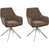 Beliani JODAR - Eetkamerstoel set van 2 - Bruin - Polyester