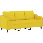 vidaXL Driezitsbank 180 cm stof lichtgeel