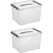 Sunware Q-line opbergbox 22L - Set van 2 - Transparant/grijs