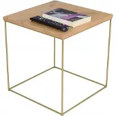 FutuStal Koffietafel, vierkant, van metaal, 40x40x43 cm, Loft Glamour, goudkleurig + eikenhout (Lancelot)