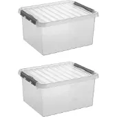 Sunware Q-line opbergbox 36L - Set van 2 - Transparant/grijs