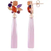 Cavill - Lavendel Chalcedoon Oorbellen - 925 Zilver Roségoud Verguld - 21,26 ct Fancy Slijpsel Edelsteen Luxe Design - Dames Sieraden