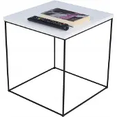 FutuStal Koffietafel, vierkant, van metaal, 40x40x43 cm, Loft-stijl, zwart en wit, mat