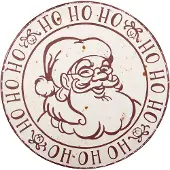 Clayre & Eef Tekstbord Ø 40x1 cm Wit Metaal Kerstman