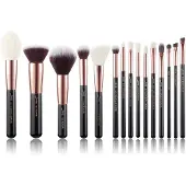 Jessup Makeup Brushes, Gelabelde Make-upkwasten Set Premium Synthetisch en Natuurlijke Haren 15-delige Kit
