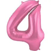 Folat - Folieballon Cijfer 4 Roze Metallic Mat - 86 cm