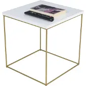 FutuStal Koffietafel, vierkant, van metaal, 40x40x43 cm, Loft Glamour, goudkleurig + wit, glanzend