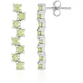 Cavill - 925 Sterling Zilver Oorbellen - Platina Coating - 16 Ronde Groene Peridot Edelstenen 2,02 ct - Elegante Tijdloze Oorbellen met Steeksluiting