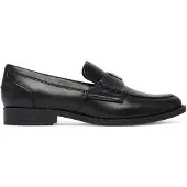 GUESS Dames Leren mocassins Beliso zwart (38), Leer, Plat, Geen, Casual, Klassiek FLTBSOLEA14