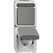 Merten 4075000 AquaStar Compleet Schakel-/stopcontact combinatie spatwaterdicht Lichtgrijs 1 stuks 1 stuk(s)