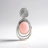 Cavill - Zilveren hanger - 925 Sterling Zilver - 2.855 ct Peruaanse roze opaal ovale cabochon - Moderne elegante handgemaakte sieraden dames