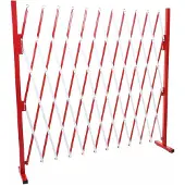 MCW Afzetting -B34, schaarhek, uitschuifbaar hekwerk, aluminium rood-wit ~ hoogte 153 cm, breedte 36-300 cm