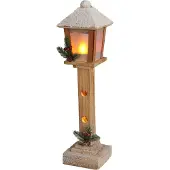 Selgros Kerst Lantaarn LED Met Groen 52cm Bruin bruin Hout Lantaarn