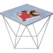 FutuStal Koffietafel, metalen, vierkant, industriële loftstijl, wit + lichtgrijs beton