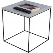 FutuStal Koffietafel, vierkant, van metaal, 40x40x43 cm, Loft stijl, zwart frame + lichtgrijs betonblad