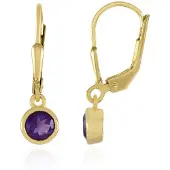 Cavill - Luxe Oorbellen geelverguld 925 Sterling Zilver - 0,868 ct Zambia Amethist Rond - 24 mm - Elegante Bezelzetting Paarse Edelstenen