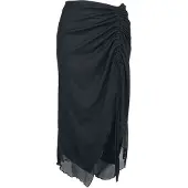 Banned Midirok - Umbra Mesh Ruched Skirt - XS tot 4XL - voor Vrouwen - zwart | Maat 3XL
