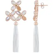 Cavill - Zilveren Oorbellen met Witte Chalcedoon - Roségoud Verguld 925 Sterling Zilver - 23,7 ct Edelstenen - Elegante Oorbellen Dames - Handgemaakt