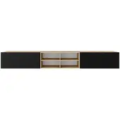 MargaretHadas24 Margaret Hadas24 TV-kast Leo IV, tv-meubel, laag tv-meubel, 300 cm, hangend, modern design, voor de woonkamer, wandmontage, tv-meubel, zwart