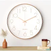 Famanu - Wandklok, 30 cm, moderne stille wandklok, stil kwartsuurwerk (goud)