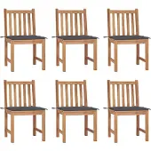 vidaXL Tuinstoelen 6 st met kussens massief teakhout