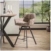 Meubelplaats Barstoel raster draaibaar - Hoven champagne - barstoelen set van 2