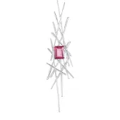 Cavill - Zilveren Hanger met 2,66 ct Roze Topaas - 925 Sterling Zilver - Platina Afwerking - Achthoekige Braziliaanse Roset - Elegant & Modern Sieraad