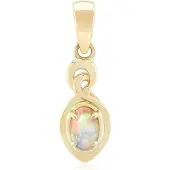 Cavill - Gouden Hanger 375 Geelgoud - 0,31 ct Lightning Ridge Zwarte Opaal - Ovaal Cabochon Edelsteen - Elegante Australische Opaal Sieraden